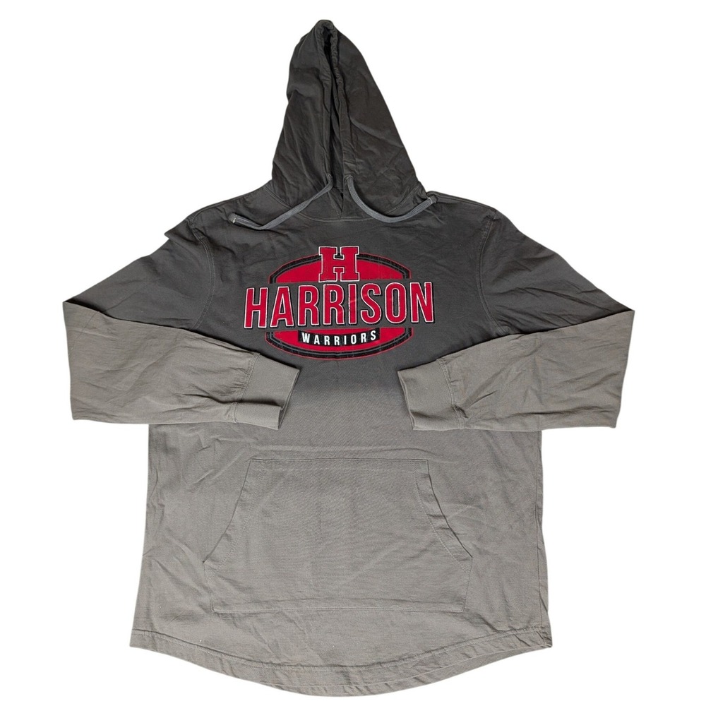 PEL Athletic Harrison Warriors Gray Dip Dye Hoodie Sweatshirt Men's Size L